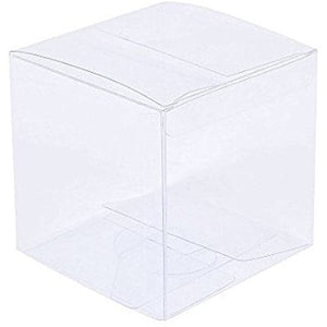 50 Pack of 6cm Clear PVC Plastic Folding Packaging Small rectangle/square Boxes for Wedding Jewelry Gift Party Favor Model Candy Chocolate Soap Box