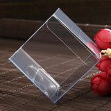 50 Pack of 7cm Clear PVC Plastic Folding Packaging Small rectangle/square Boxes for Wedding Jewelry Gift Party Favor Model Candy Chocolate Soap Box