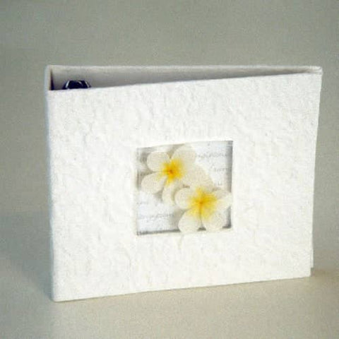 Frangipani DVD CD Disc Storage Album Cream Mulberry paper with Frangipani's - Holds 20 Discs