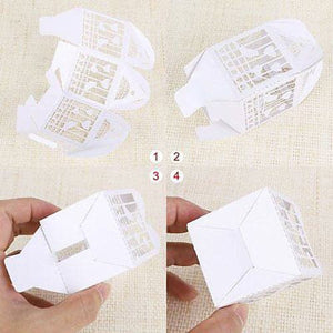 100 Piece Pack - White Dove Bird Heart Wedding Bomboniere Favor Lolly Gift Card Box