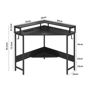 Casadiso L-Shaped Computer Desk with Charging Station, Black Gaming Desk with Built-in Power Board - (Casadiso Albali Pro)
