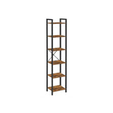 VASAGLE 6-Tier Bookshelf Rustic Brown and Black Bookcase