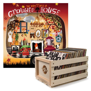 Crosley Record Storage Crate & Crowded House The Very Very Best Of Crowded House - Double Vinyl Album Bundle