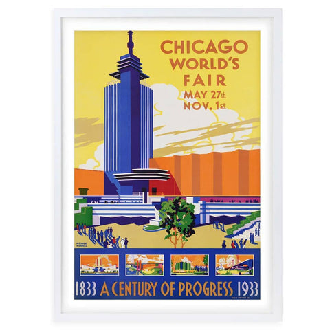 Wall Art's Chicago World S Fair 1933 Large 105cm x 81cm Framed A1 Art Print