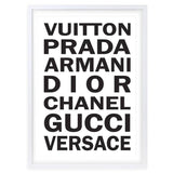 Wall Art's Fashion Names Bold Large 105cm x 81cm Framed A1 Art Print