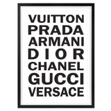 Wall Art's Fashion Names Bold Large 105cm x 81cm Framed A1 Art Print