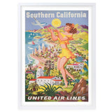 Wall Art's Southern California United Airlines Large 105cm x 81cm Framed A1 Art Print