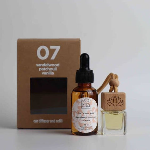Sandalwood Patchouli Vanilla Car Diffuser and Refill Bundle