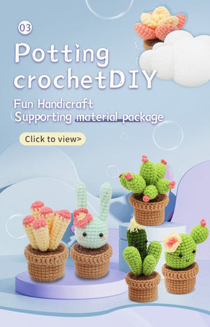Beginners Crochet Kit, DIY 6PC Cactus Kit, Complete Knitting Kit with Video