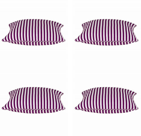 Pack of 4 Dandi Fuchsia Plum Purple & White Striped Square Cushion Covers 40x40cm