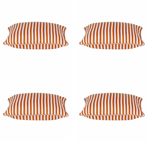 Pack of 4 Dandi Orange & White Striped Nautical Cushion Covers 40x40cm