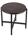 Small Round Iron Black Side Table with Copper Finish Top