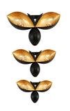 Bee Shape Wall Mounted Black Gold Candle Holders - Set of 3