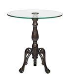Iron Round Glass Coffee Table with Detachable Candle Holder