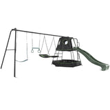 Lifespan Kids Pallas Play Tower with Metal Swing Set in Green Slide