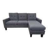 Oslo Sofa Couch Lounge Suite Reversible 3 Seater Set - Dark Grey/Blue Linen