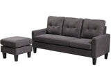 Oslo Sofa Couch Lounge Suite Reversible Corner 3 Seater Set  - Dark Grey Linen