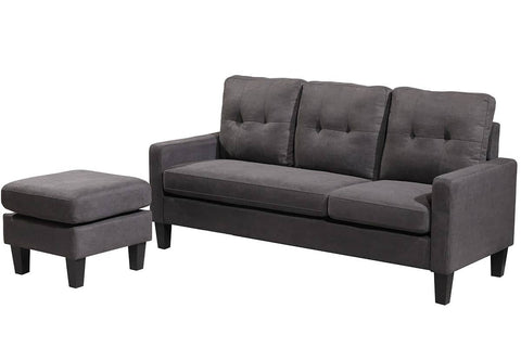 Oslo Sofa Couch Lounge Suite Reversible Corner 3 Seater Set  - Dark Grey Linen