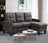Oslo Sofa Couch Lounge Suite Reversible Corner 3 Seater Set  - Dark Grey Linen