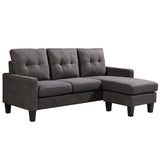 Oslo Sofa Couch Lounge Suite Reversible Corner 3 Seater Set - Dark Grey Linen