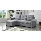 Georgia Sofa Bed Couch Lounge Modular Corner 3 Seat Rev - Light Grey