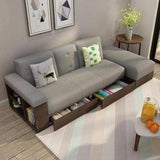 Vienna Sectional Sofa Bed Couch Lounge Set 3 Seat With Storage - Dark Timber