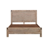 4 Pieces Bedroom Suite in Solid Wood Veneered Acacia Construction Timber Slat Queen Size Oak Colour Bed, Bedside Table & Tallboy