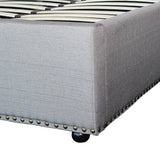 Bed Frame King Size in Grey Fabric Upholstered French Provincial High Bedhead