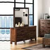 Dresser with 6 Storage Drawers in Solid Acacia & Veneer With Mirror in Chocolate Colour