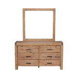 Dresser with 6 Storage Drawers in Solid Acacia & Veneer With Mirror in Oak Colour