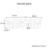 5 Seater Corner Couch Velvet Grey Fabric Recliner Sofa Lounge Set with Quilted Back Cushions