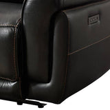 6 Seater Corner Sofa with Genuine Leather Black Armless Recliners Straight Console Lounge Set for Living Room