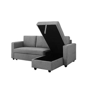 Murry 2 Seater Sofa Bed With Pull Out Storage Corner Lounge Set In Grey With Chaise