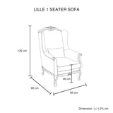 Wing Chair Linen Fabric Oak Wood White Washed Finish Rolled Armrest