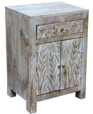 2 drawer whitewashed bedside cabinet in bird design