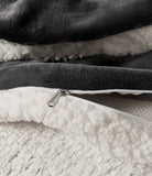 2 in 1 Teddy Sherpa  Quilt Cover Set and Blanket king size charcoal