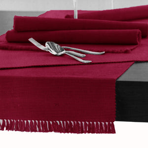 Hoydu Cotton Ribbed Table Runner 45cm x 150cm - PERSIAN RED