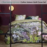 Darrahopens.com.au-Bedding House Charming Green Cotton Sateen Quilt Cover Set Queen