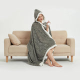 Ramesses Faux Fur Hooded Robe Charcoal