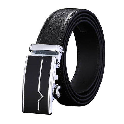 Adjustable Slide Genuine Leather Belt Men's Plate Reversible Buckle Business Dress Belts