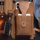 Men's Genuine Leather Retro Belt Waist Bag Cell Phone Belt Bag