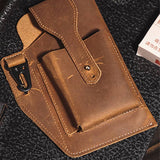 Men's Genuine Leather Retro Belt Waist Bag Cell Phone Belt Bag