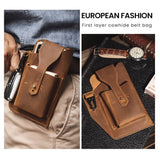 Men's Genuine Leather Retro Belt Waist Bag Cell Phone Belt Bag