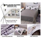 Palm Leaves Pattern Aloe Cotton Flat Sheet Quilt Cover Pillowcases 4pcs Bedding Set
