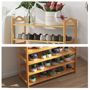 Multi-layers Bamboo Shoe Rack Storage Organizer Wooden Flower Stand Shelf(3 Layers)