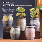 Ceramic Clay Pottery Pots Set Succulent Flower Planter Series 02(Style 02# 5 Pots Set)
