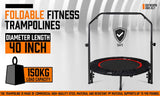 40" Mini Fitness Trampoline Gym Rebounder Handrail 4-Level Height Foam Handle