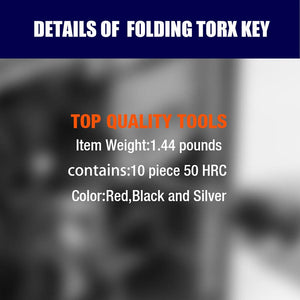 Folding Torx Star Key Set Portable Wrench Tool Chrome vanadium Steel T6-T30 New