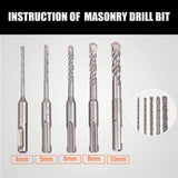 HSS Masonry Drill Bits Hammer Drilling Concrete Head Twist SDS Plus Shank 5-10mm