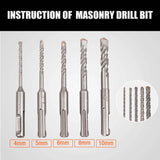 HSS Masonry Drill Bits Hammer Drilling Concrete Head Twist SDS Plus Shank 5-10mm